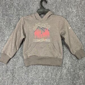 Columbia Kids XXS(4-5) Hoodie‎ Gray Graphic Mountain Trees Pullover Sweatshirt